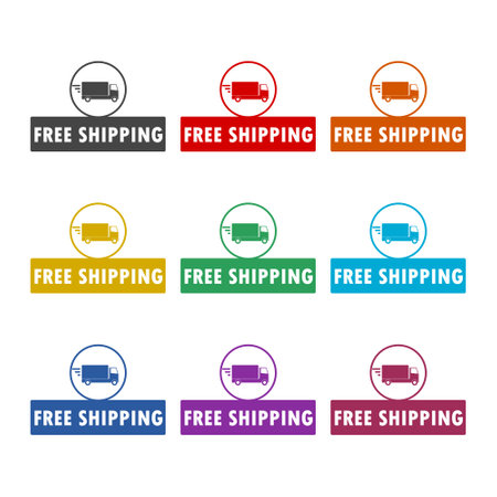 Free shipping color icon set isolated on white backgroundのイラスト素材