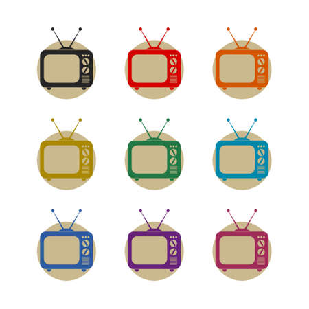 Old Tv color icon set isolated on white backgroundのイラスト素材
