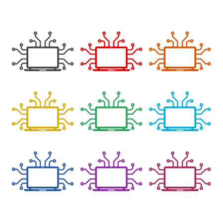 Information technology color icon set isolated on white backgroundのイラスト素材