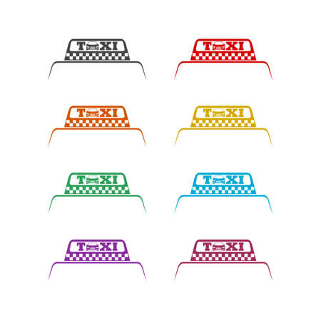 Taxi color icon set isolated on white backgroundのイラスト素材