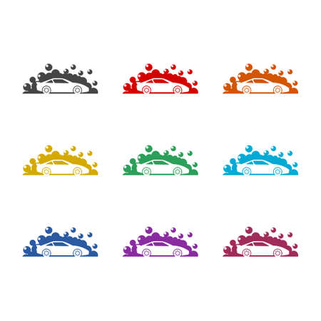 Car wash color icon set isolated on white backgroundのイラスト素材