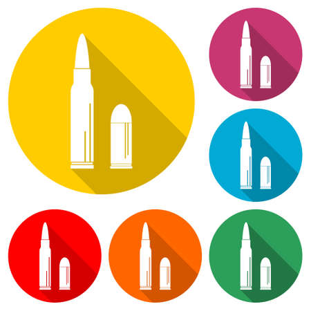 Bullet icon isolated with long shadow