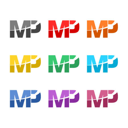 MP  letters color icon set isolated on white backgroundのイラスト素材