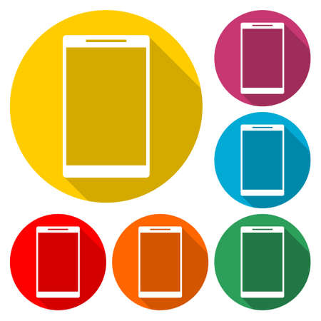 Smartphone, mobile phone icon isolated with long shadowのイラスト素材