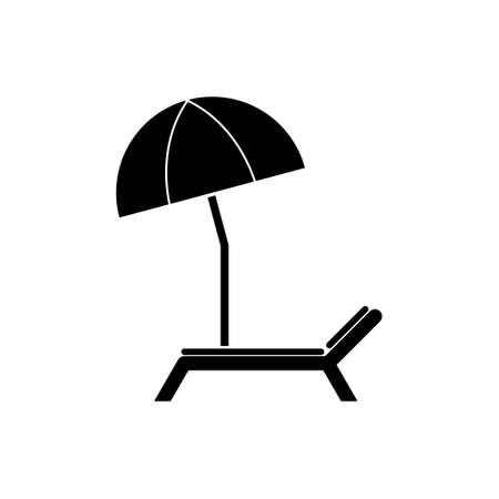 Beach chair with umbrella solid iconのイラスト素材