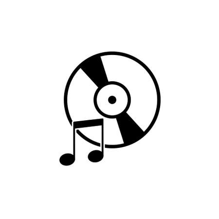 Black Vinyl record icon on white backgroundのイラスト素材