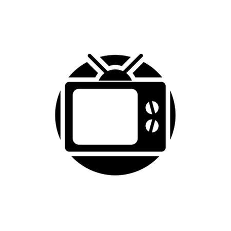 Old tv glyph icon on white backgroundのイラスト素材