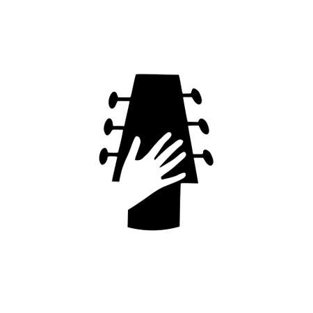 Two crossed guitars icon. Musical instrument isolated on white backgroundのイラスト素材