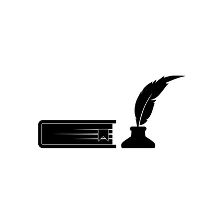 Write book with feather pen icon isolated on white backgroundのイラスト素材