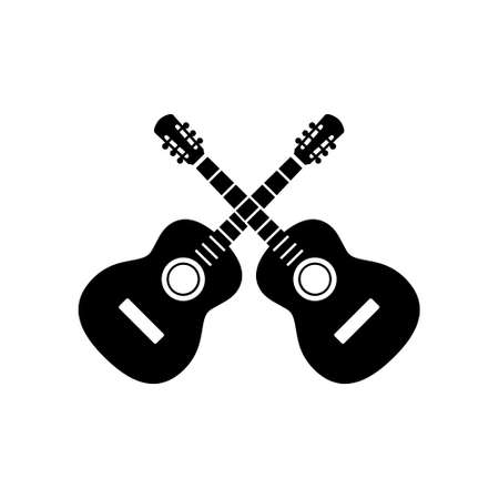 Two crossed guitars icon. Musical instrument isolated on white backgroundのイラスト素材