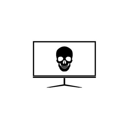 Skull on monitor icon. Cyber attack signのイラスト素材