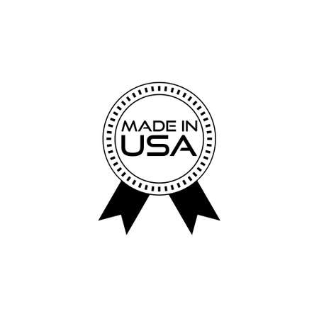 Black Made in USA badge isolated on white backgroundのイラスト素材