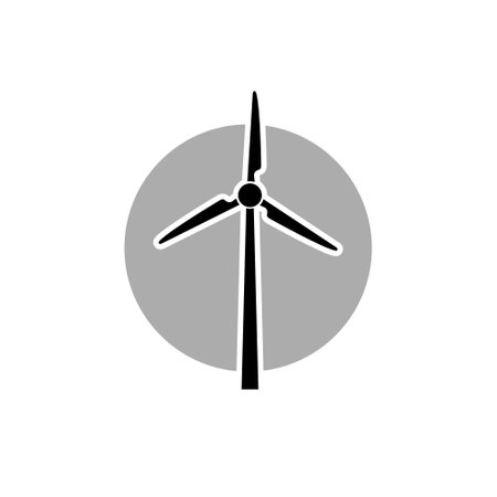 Wind turbine icon on white backgroundのイラスト素材