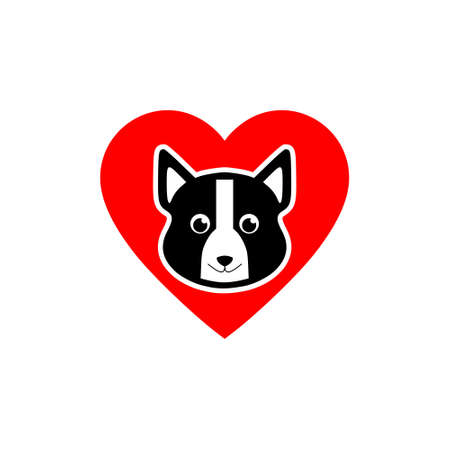 Heart with dog icon isolated on white backgroundのイラスト素材