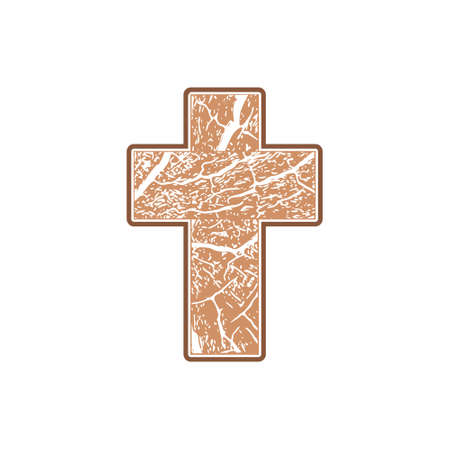 Wooden Christian cross abstract pattern. Wooden cross iconのイラスト素材