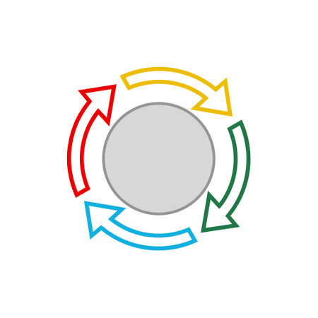Colorful circle arrow chart. Multi color spinning arrows icon