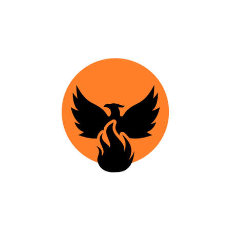 Phoenix bird fire  icon, simple symbol isolated on white backgroundのイラスト素材