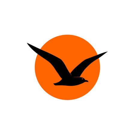 Sun sea and seagulls icon isolated on white backgroundのイラスト素材