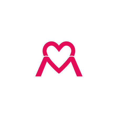 Letter M heart logo isolated on white backgroundのイラスト素材