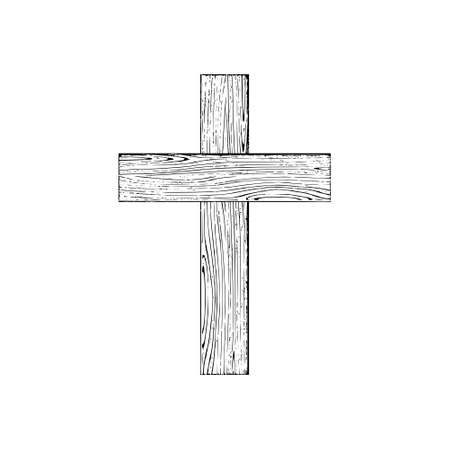 Wooden cross isolated on white backgroundのイラスト素材
