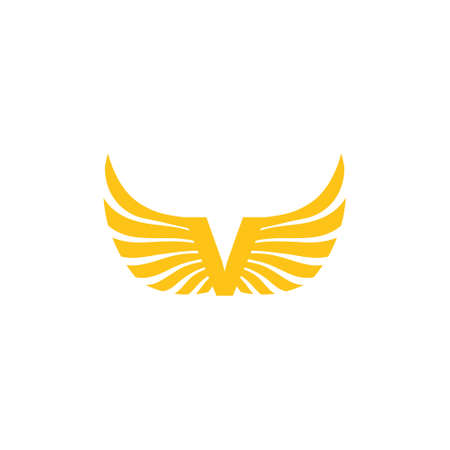 Letter V with wings symbol logo design isolated on white background