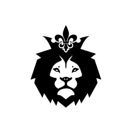 Lion head icon on white background. Lion head sign with Fleur de lisのイラスト素材