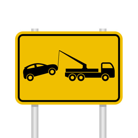 Trendy flat towed car icon isolated on white backgroundのイラスト素材