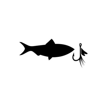 Fish and lure icon illustration isolated on white backgroundのイラスト素材