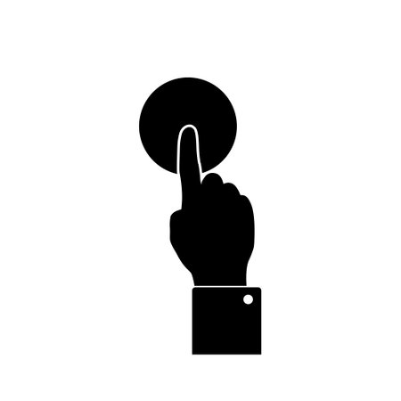 Hand with pointing finger icon isolated on white backgroundのイラスト素材