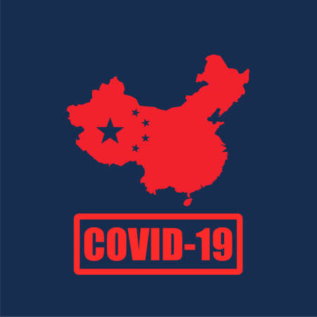Map of China. Covid-19 on abstract China map. Coronavirusのイラスト素材