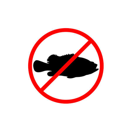 No fishing icon. Flat No fishing sign isolated on a white backgroundのイラスト素材
