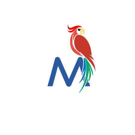 Alphabet M is for macaw isolated on white backgroundのイラスト素材