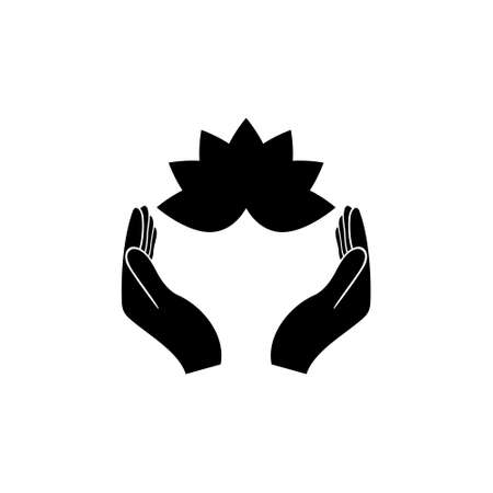 Lotus in hand icon isolated on white backgroundのイラスト素材