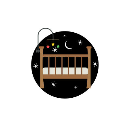 Baby crib cradle bed icon isolated on white backgroundのイラスト素材