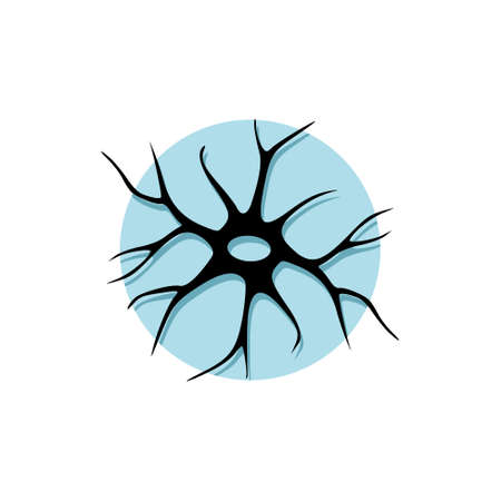 Nerve cell icon, flat sign for mobile concept and web design. Human Neuron glyph icon isolated on white backgroundのイラスト素材