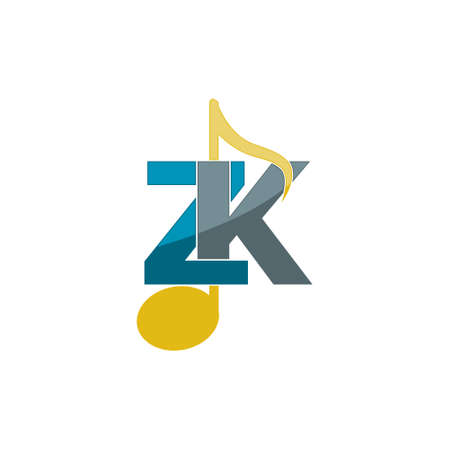 Simple Combination of Initial Letter ZK Logo Design Isolated on White Backgroundのイラスト素材