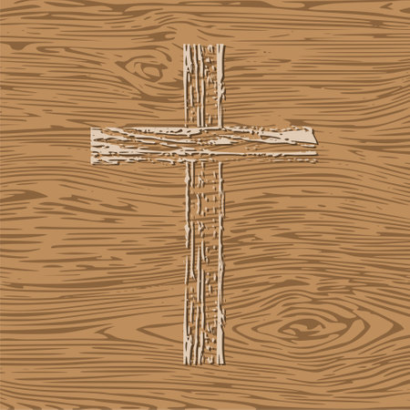 Wooden cross on wooden backgroundのイラスト素材