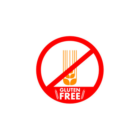 Gluten free icon. Ear of wheat and ban sign, gluten free label for productsのイラスト素材