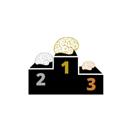 Brain stands on the winners podium. Concept successのイラスト素材