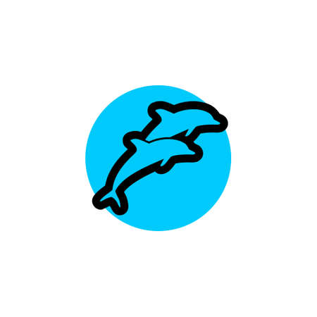 Dolphin icon silhouette isolated on a white backgroundのイラスト素材