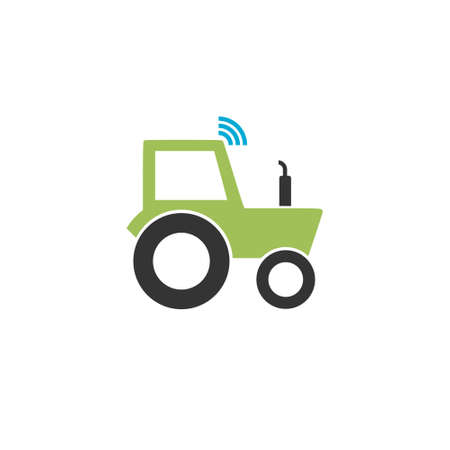 Self driving tractor icon isolated on white backgroundのイラスト素材