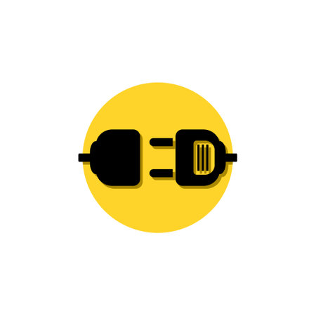 Connection icon isolated on white background. Connecting plug and outlet black silhouetteのイラスト素材