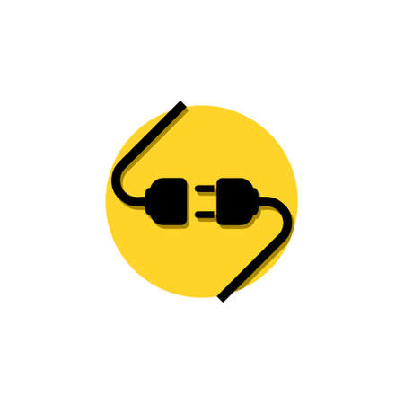 Connection icon isolated on white background. Connecting plug and outlet black silhouetteのイラスト素材