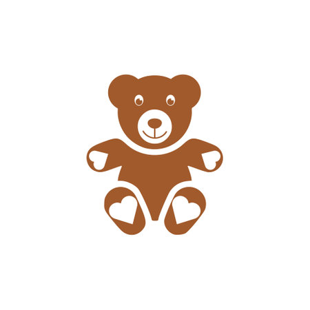 Teddy Bear with hearts icon flat style illustration for webのイラスト素材