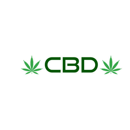 Cannabis leaf CBD. Concept of medicinal marijuana logo isolated on white backgroundのイラスト素材
