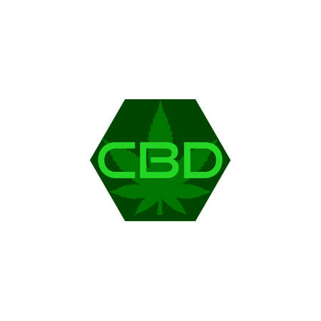 Cannabis leaf CBD. Concept of medicinal marijuana logo isolated on white backgroundのイラスト素材