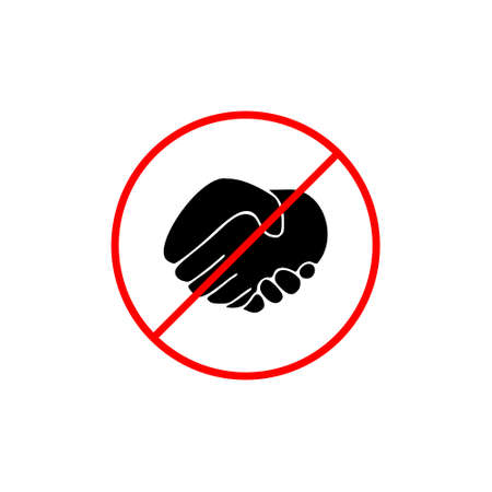 Stop Handshake sign. Handshake forbidden sign. Handshake ban icon isolated on white backgroundのイラスト素材