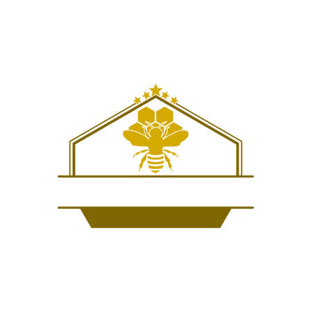 Emblem for honey products with bee isolated on white backgroundのイラスト素材