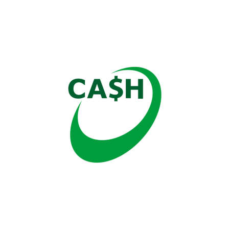 Green cash word icon isolated on white backgroundのイラスト素材