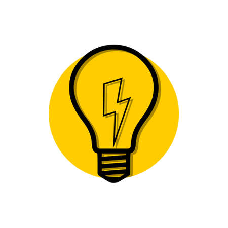 Light bulb with lightning symbol icon isolated on white backgroundのイラスト素材